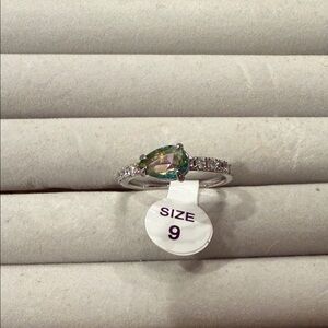 Bomb Party Silver and Green Gemstone Ring